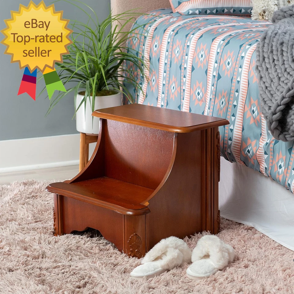 Woodbury Mahogany Bed Step with Storage  Information Lightly Distressed Woodbur - Image 2 of 4