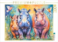 Calvendo Puzzle Funny, Colorful Hippos | 2000 Pieces, Finished Size 35.4 × 26.4