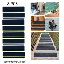 Stair Treads for Wooden Steps 6"x24" 8-Pack Non-Slip Self-adhesive NEW Shine