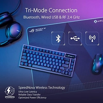 BLACK - ASUS ROG AZOTH WIRELESS MECHANICAL GAMING KEYBOARD   75% TKL, TRI-MODE