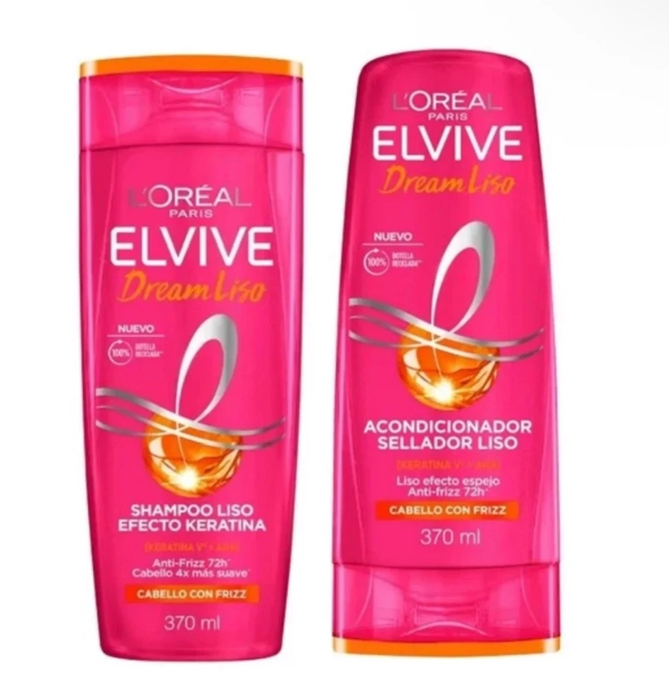 2 Pack L’Oréal Elvive Dream Liso Shampoo & Conditioner 370ml Each - Image 2 of 4