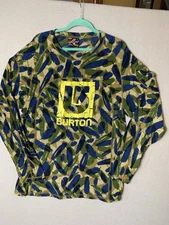 Burton Shirt Mens Size XL Camo Feathers Base Layer Long Sleeve Crew