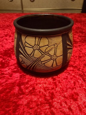 Antique Weller Burntwood 5'' Floral Decorated Bowl
