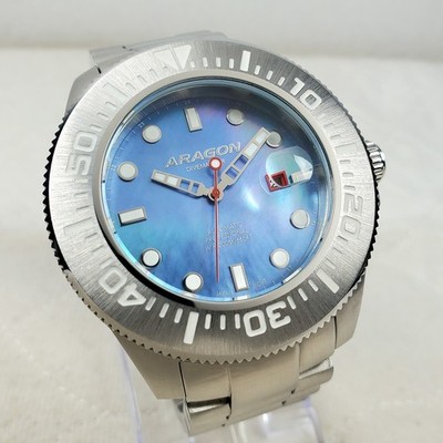 ARAGON DIVEMASTER II A334 AUTOMATIC PROFESSIONAL MOTHER OF PEARL MEN'S WATCH 