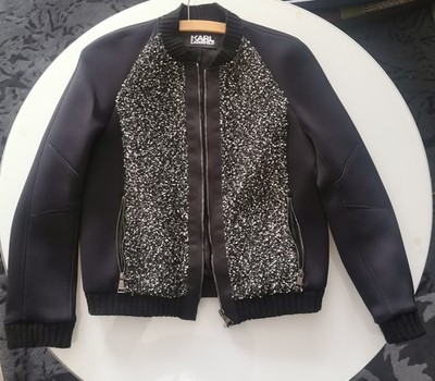 Karl Lagerfeld  Bomberjacke im Material -Mix  Gr. 36 multicolor