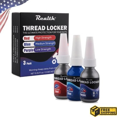 Red Purple and Blue Lock Tight Threadlocker 10ml-3pack, Low, Medium and High Str