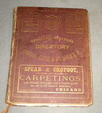 1870- BUSINESS DIRECTORY-CHICAGO & ALTON & ST LOUIS RAILROAD ANTIQUE BOOK 12"