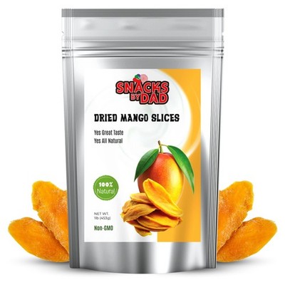 Snacks by Dad Sweetened Dried Mango Slices (1 lb)  Soft & Chewy Mango Snack for