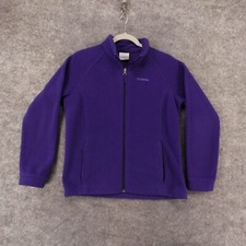 Columbia Jacket Youth Girls Extra Large Purple Zip Up Fleece w Pockets Logo