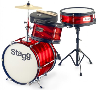 Stagg TIM JR 3/12B RD 3-teiliges Junior Drumset mit Hardware, 8'' / 10'' / 12''