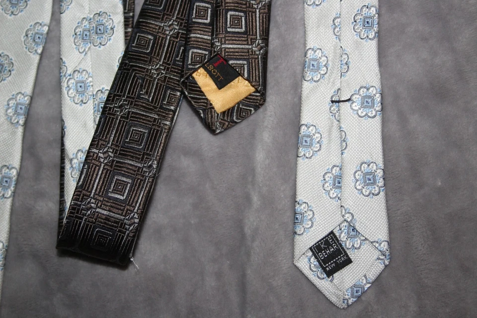 批量 2 件 真丝领带 Ike Behar Robert Talbott 花卉图案 领带 经典 复古 — 第 4/4 张图片