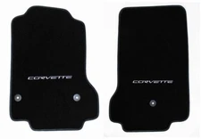 NEW! Black Carpet FLOOR MATS 2005-2007 Corvette W/ Embroidered Corvette Logo Slv