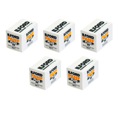 5 Rolls Ilford PAN F Plus 50 36 Exposure Black and White Print Film FRESH  