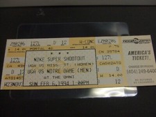 Notre Dame Irish vs Georgia Bulldogs (2-6-1994) Basketball Ticket Stub 