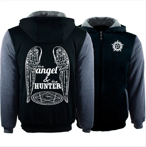 Supernatural Casual Hoodie Winter Fleece Coat Warm Jacket Full-Zip Sweatshirt - Bild 5 von 24