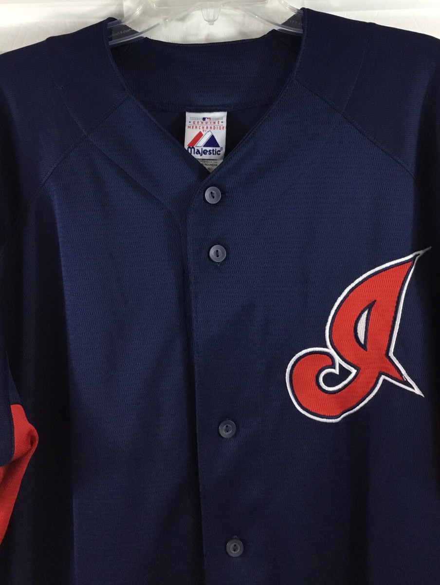 Cleveland Indians Majestic Script I Button Down Practice Jersey