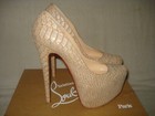 100% AUTHENTIC NEW WOMEN LOUBOUTIN DAFFODILE 160 LEIGE EMBOSSE PUMP/HEEL US 8.5 — photo 4