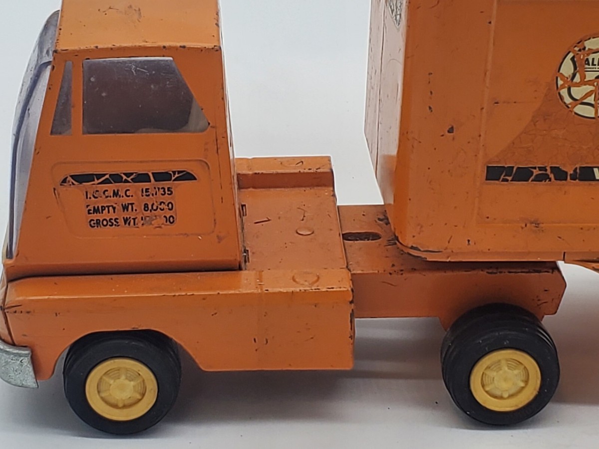 Vintage Orange Allied Van Lines Moving Trailer Pressed Steel Vintage Orange Allied Van Lines Moving Trailer Pressed Steel