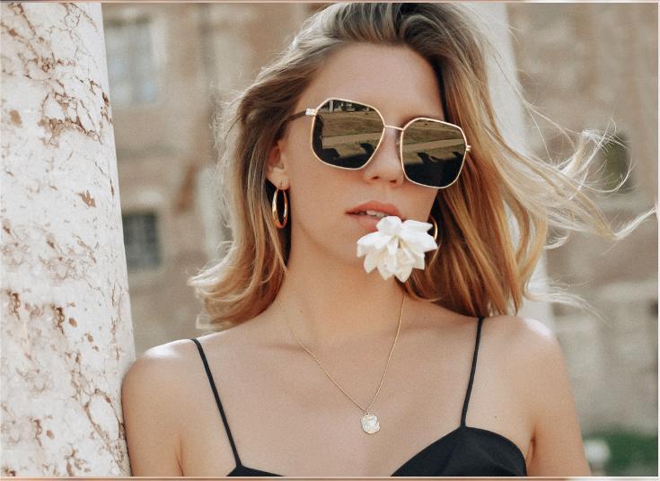 Senta Oversized Square Sunglasses Women Polarized Uv400 Metal Frame Trendy Style