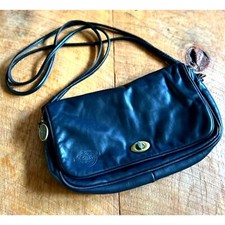 Vintage Stone Mountain - Made In Usa -black Leather Handbag