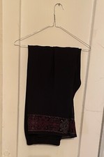 VINTAGE LADIES BLACK PANTS WITH BOTTOM TRIM L