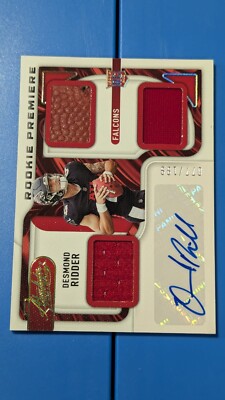 2022 panini absolute Desmond Ridder Rookie Premier Auto Triple Patch ...
