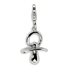 Baby Pacifier Charm .925 Sterling Silver 3D Solid Click On Amore La Vita