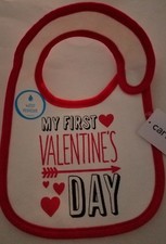 Infant Girls Carters Brand My First Valentines Day White Red Trim Holiday Bib