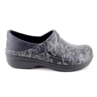 Crocs Women s Neria Pro II Black Graphic Floral Slip Resistant Clogs Shoes Sz 7