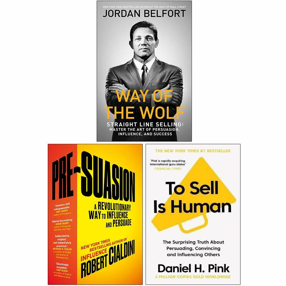 Pre-Suasion,Sell is Human,Way of the Wolf 3 Books Collection Set Paperback New
