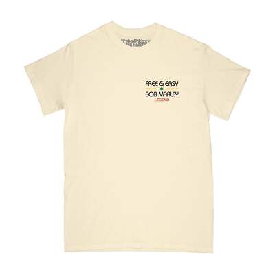 FREE & EASY Men's S/S T-Shirt BOB MARLEY ROOTS - Pale Yellow - Large - NWT