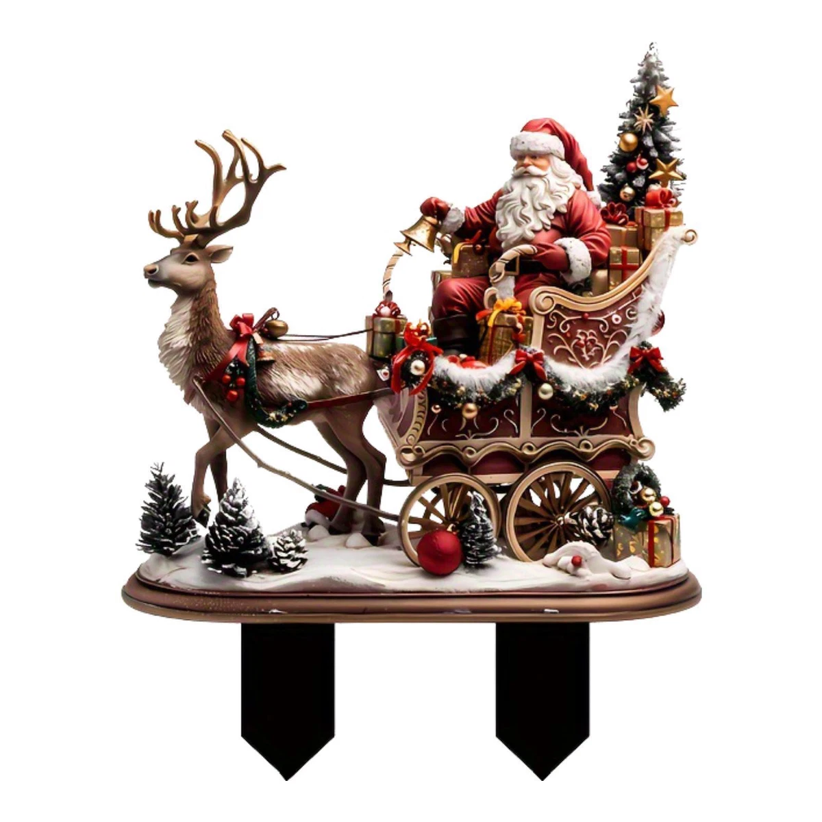 Déco De Noël Com-four® - 2 Rennes En Bois à Poser (Présentoirs, Neufs)