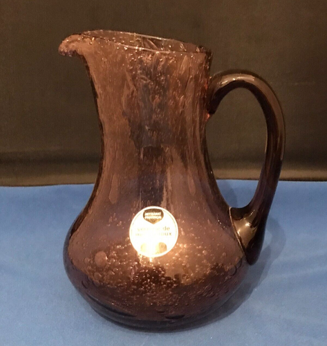 Hand Blown Amethyst Coloured Bubble Glass Pitcher/Vase (Montauroux, France) - Picture 16 of 16