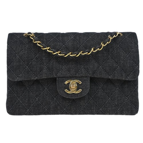 Chanel Indigo Denim Small Classic Double Flap Shoulder Bag 165100