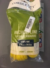 Cordcraft Polypropylene Anchor Line 1/4" X 100' Light  Yellow