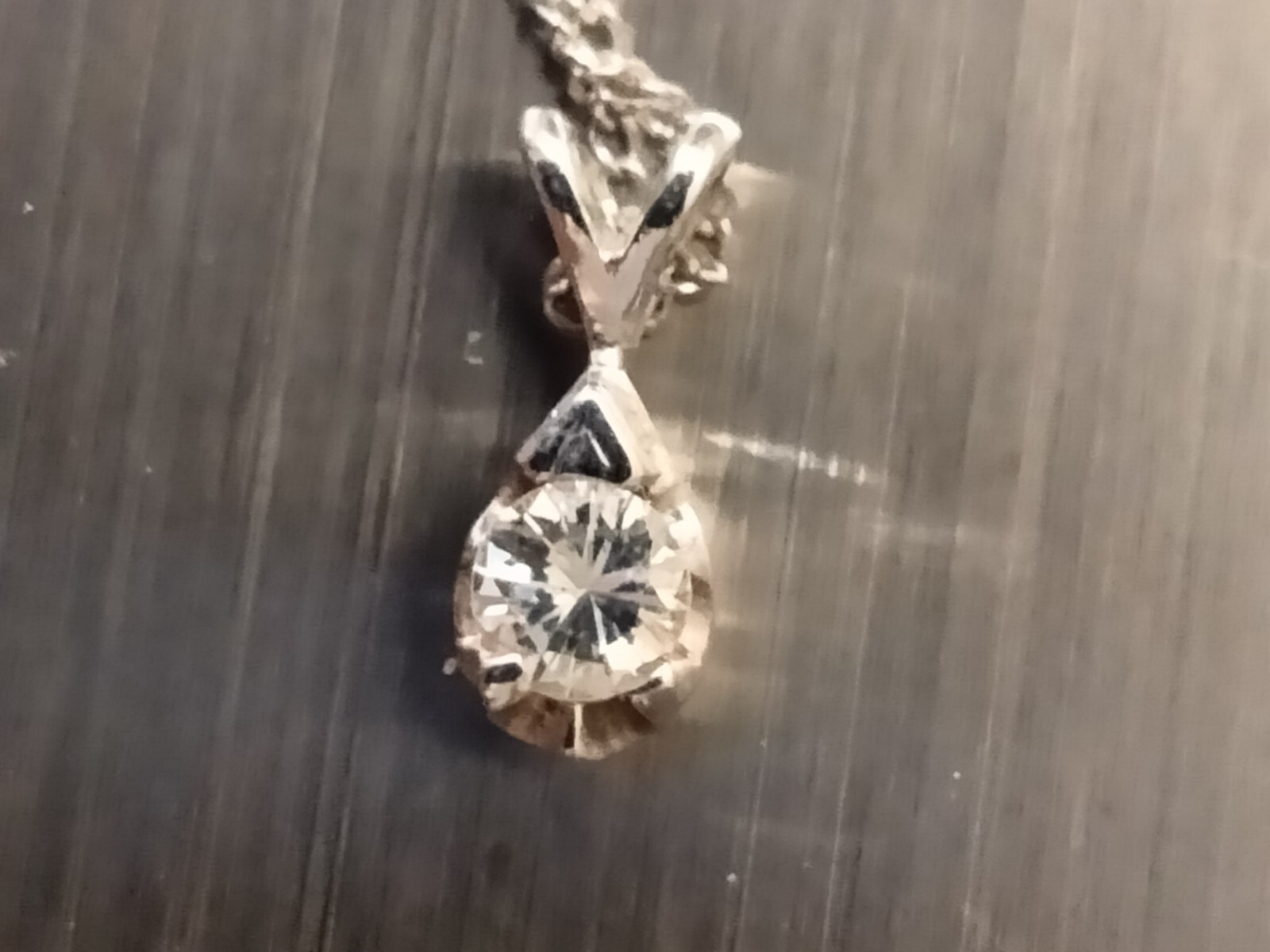 Natural Diamond Solitaire Teardrop Pendant Necklace 14 Carat Gold