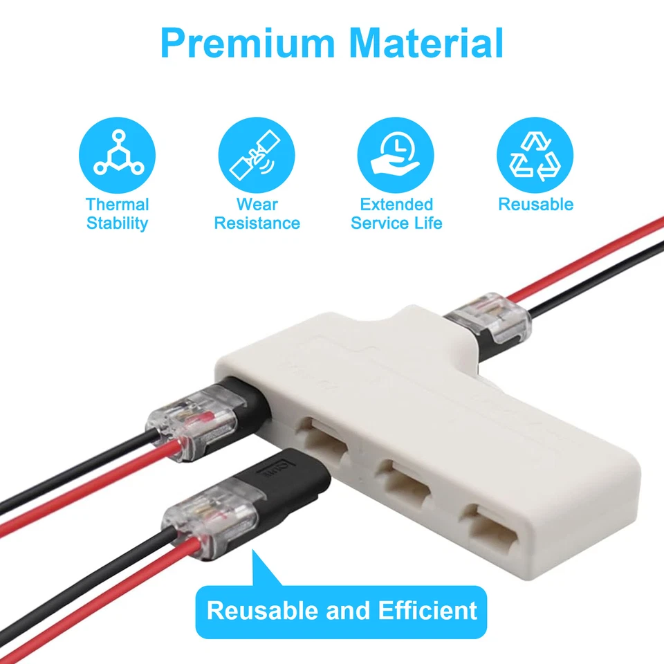 50 pcs Double-Wire Plug-in Connector, Cable Clamp with Locking Buckle, AWG 18-22 - Image 2 of 4