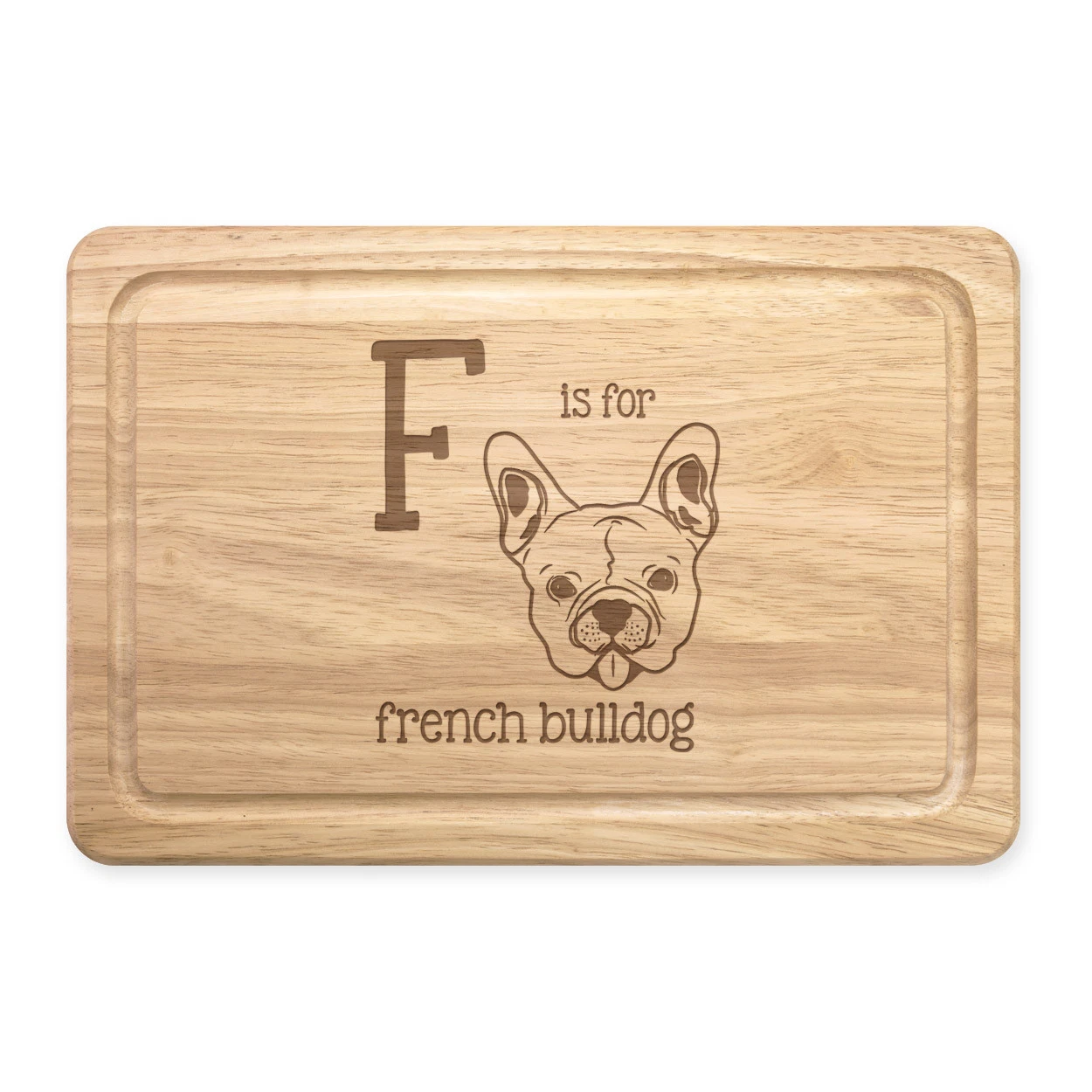 Letter F Is For French Bulldog Rectangular Wooden Chopping Board - Dog Alphabet