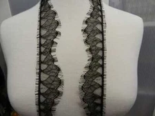 1 3/4" W. Leaf Design Black Eyelash Lace Trim 4 yds/$3.50
