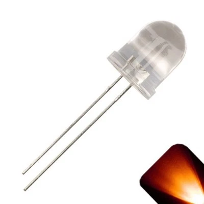 LIGHTHOUSE LEDS 20 x LED 10mm Amber Orange Water Clear Ultra Bright Round Top LEDs Light RC Car