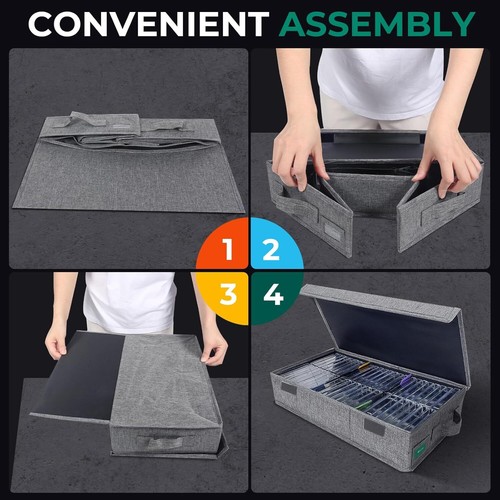 Cassette Tape Storage Box Practical Tape Holder 16.34 X 9.25 X 3.54 In Gray - Picture 6 of 11