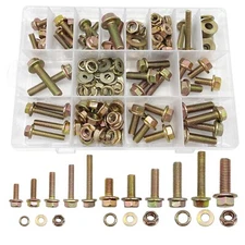 113/170pc Metric Flange Bolt Assortment, Hex Bolts and Nuts Kit, M6 M8 M10 (16mm