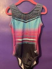 Alpha Factor GYMNASTICS dance LEOTARD Child Large SPARKLY teal black pink