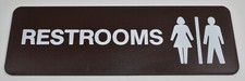Vintage 1980s Bathroom RESTROOM REST ROOMS Advertising Plastic SIGN
