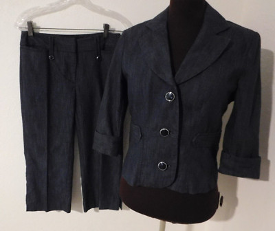 First Option Stylish Single Breasted 3 Button 2 Piece Capri Pant Career Suit 6P