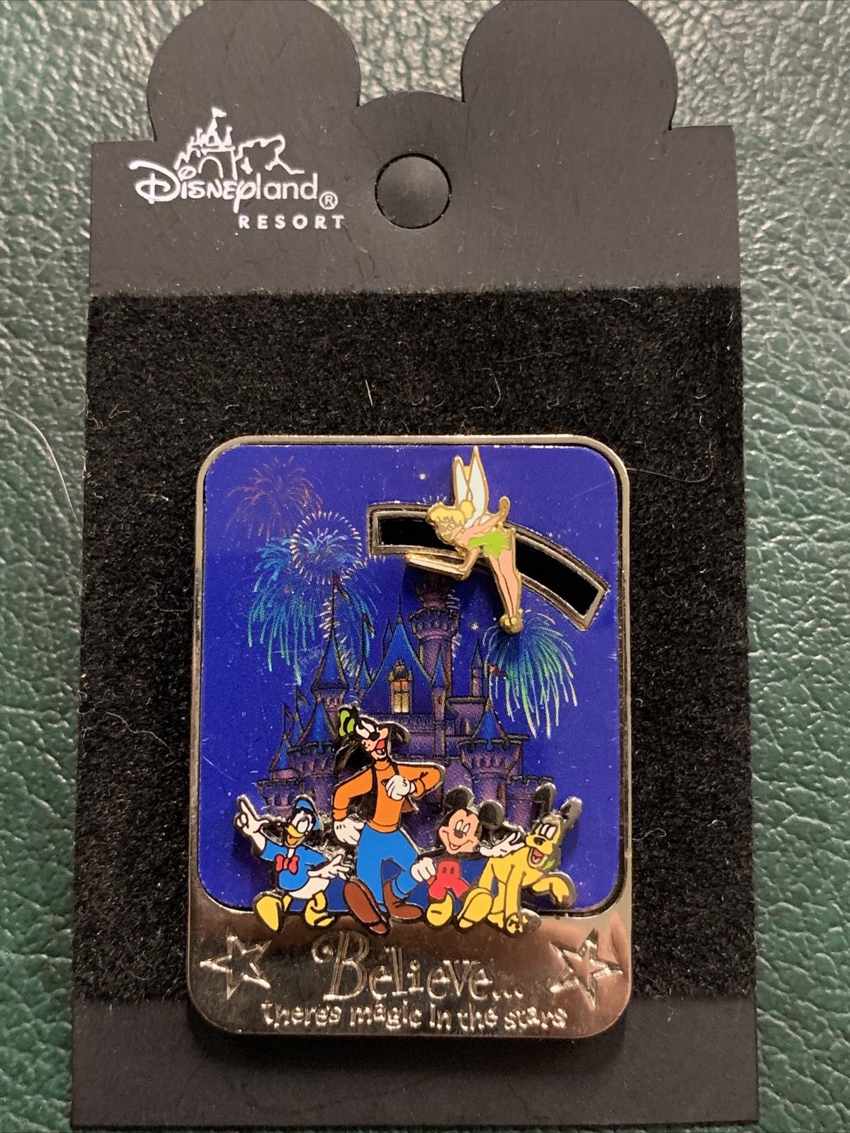 Disney Pin Believe There's Magic Stars Slider Tinker Bell Mickey Goofy 2001 DLR