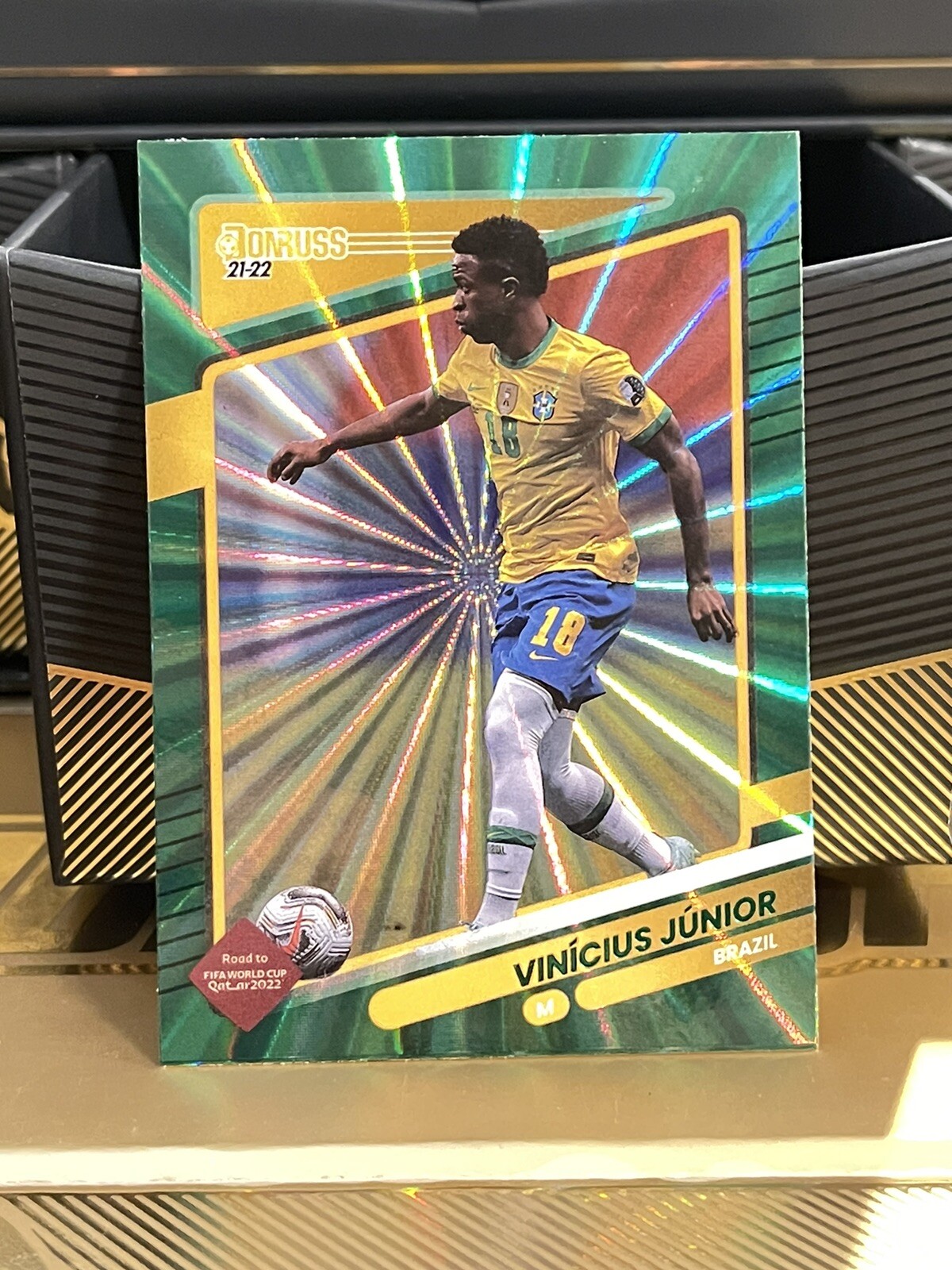 2021 Panini Donruss Soccer Vinicius Junior Green Laser  Road to Qatar Brazil