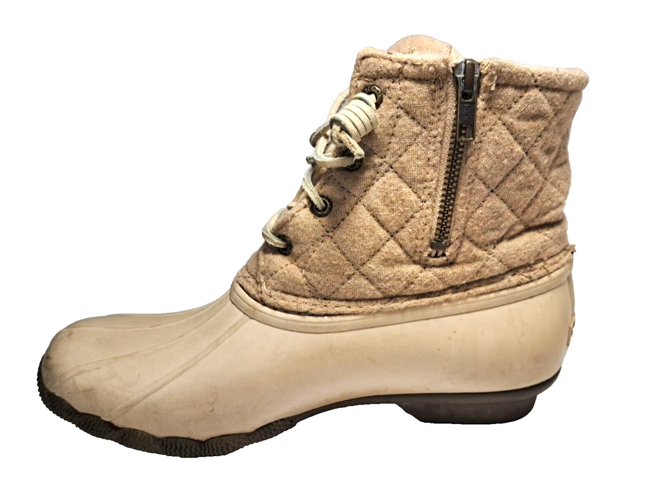Женские сапоги Sperry цвет морской воды 8 Rain Duck шерсть устрица желтовато-коричневый кремовый классический - Изображение 3 из 4