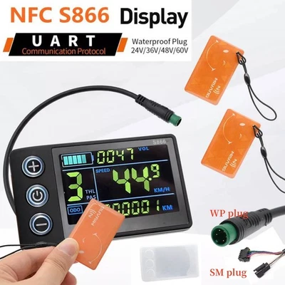 24V 36V 48V 60V S866 Display Power Speed Meter Control Panel w/NFC E-Bike Parts - Bild 1 von 4