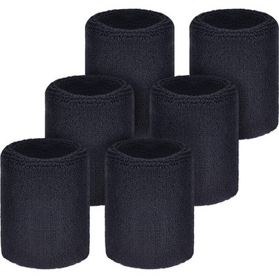 Willbond 6 Pcs Wrist Sweatbands Tennis Sweat Bands Sports Wristbands Black 